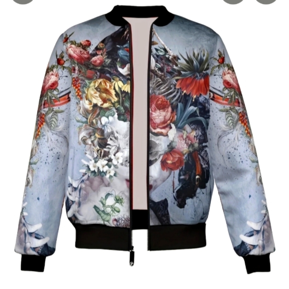 Floral Print Bomber Jacket